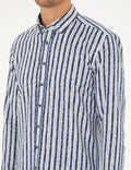Navy Blue Slim Fit Long Sleeve Shirt