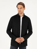 Black Slim Fit Knitted Shirt