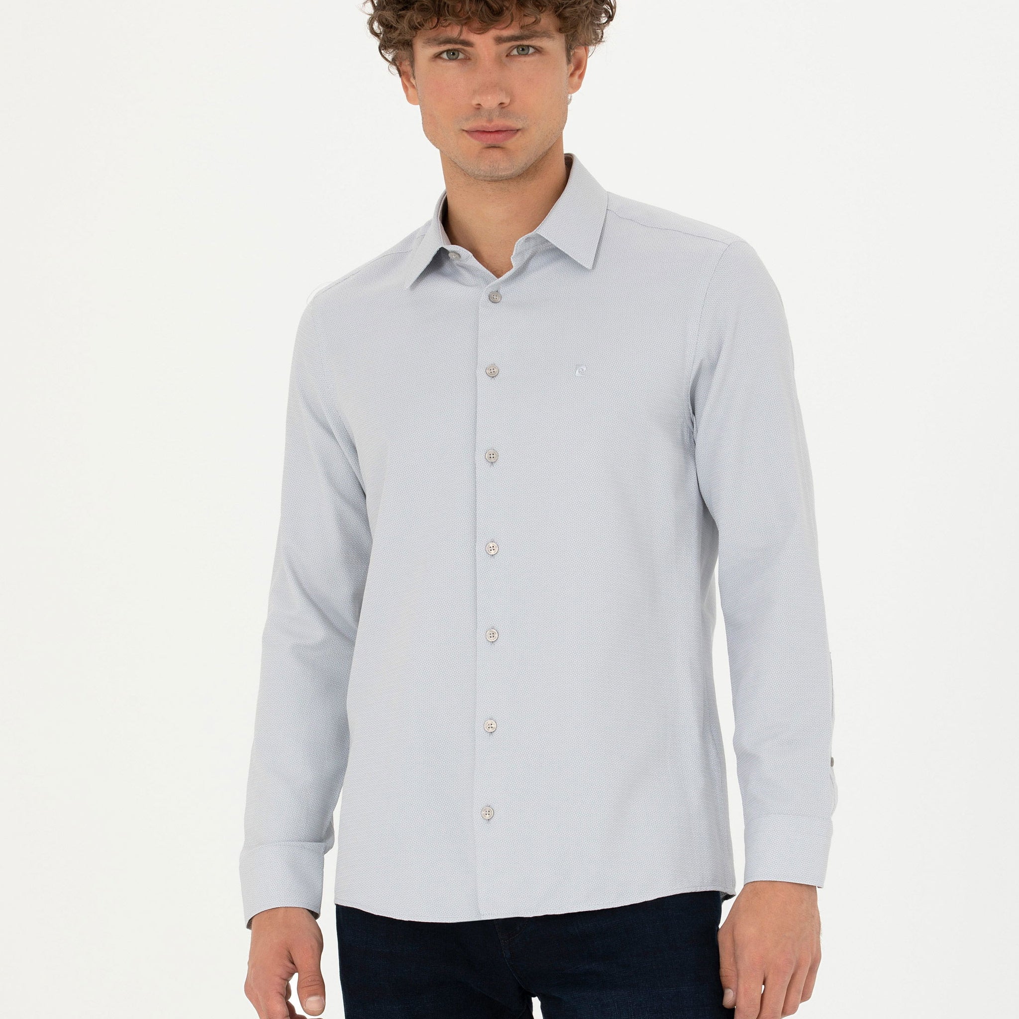 Grey Slim Fit Long Sleeve Shirt