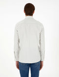 Khaki Striped Slim Fit Long Sleeve Shirt