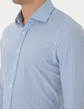 Blue Striped Ex. Slim Fit Long Sleeve Shirt