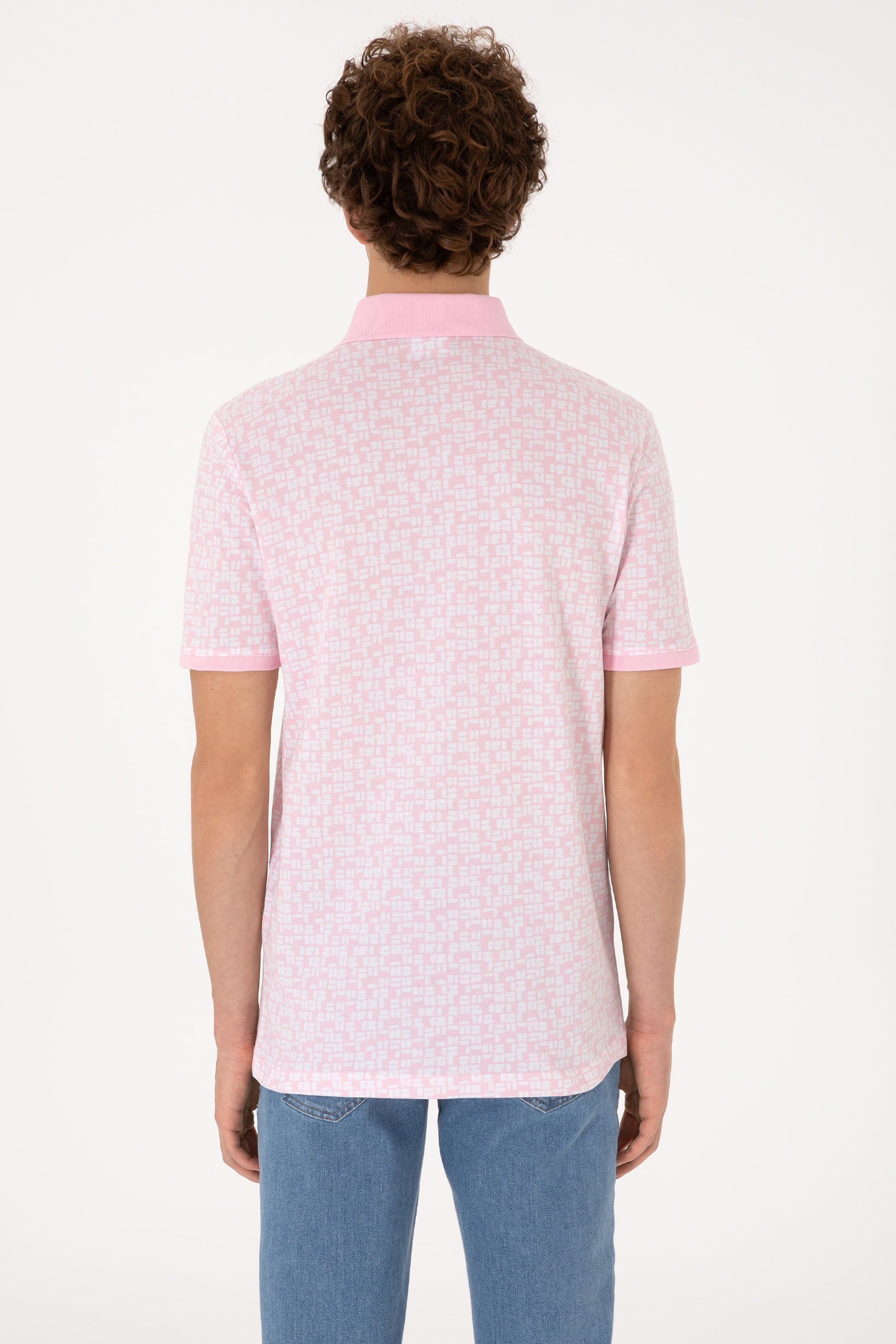 Men's Regular Fit Polo Neck Light Pink T-Shirt