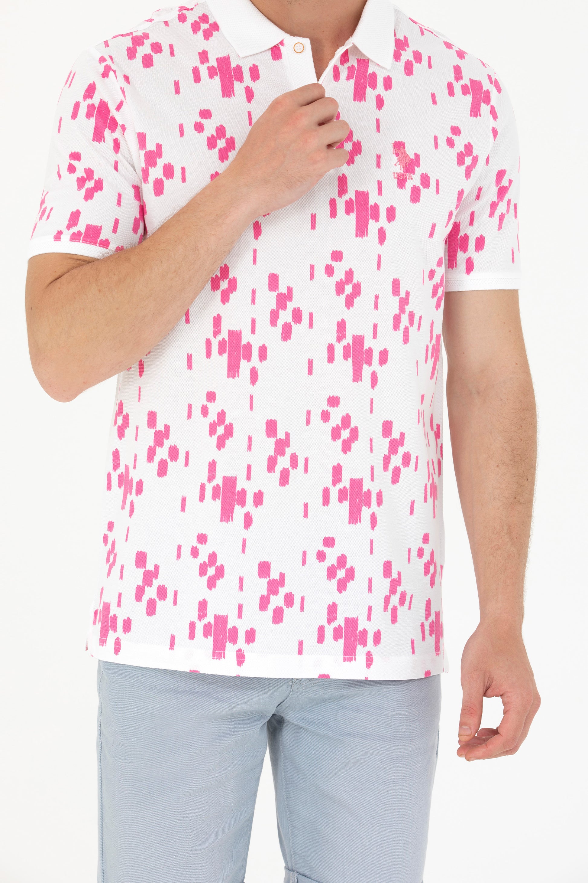 Men's Pink Polo Neck T-Shirt