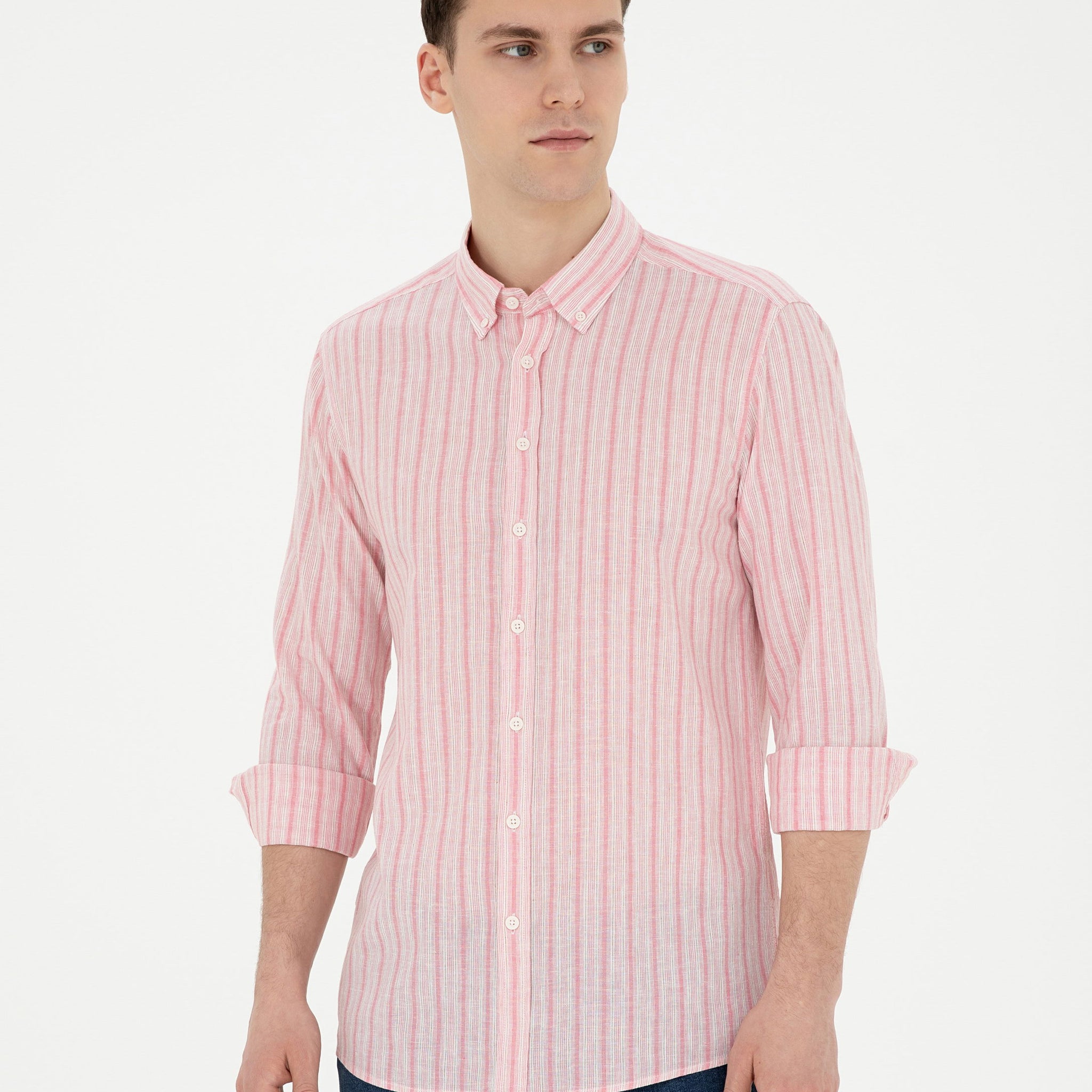 Pink Slim Fit Long Sleeve Shirt