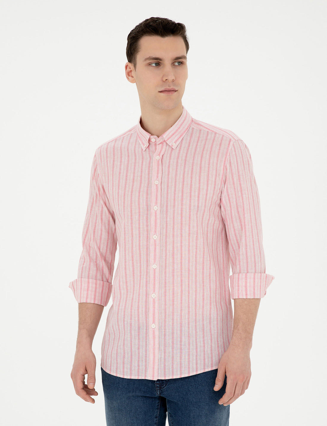 Pink Slim Fit Long Sleeve Shirt