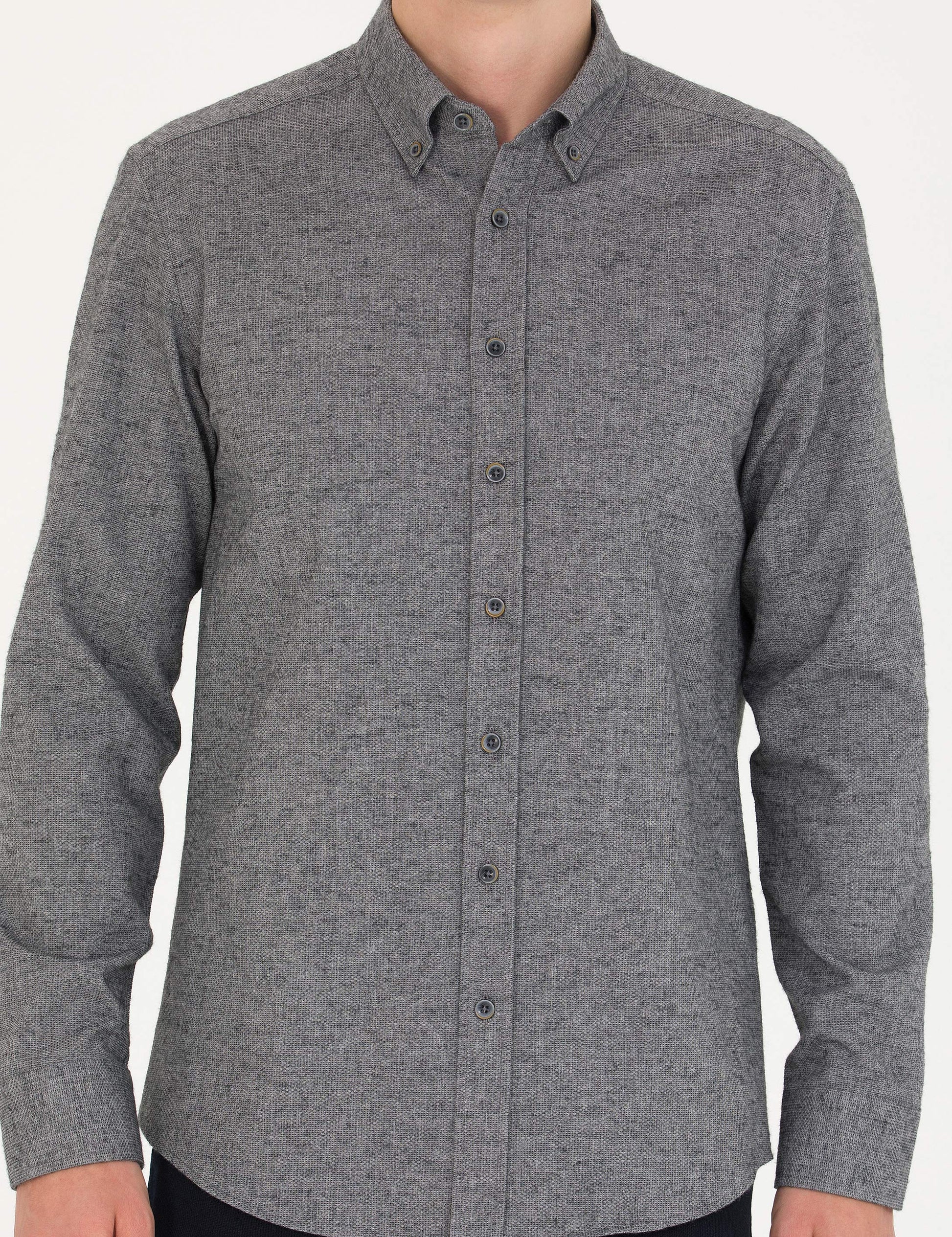 Grey Slim Fit Long Sleeve Shirt