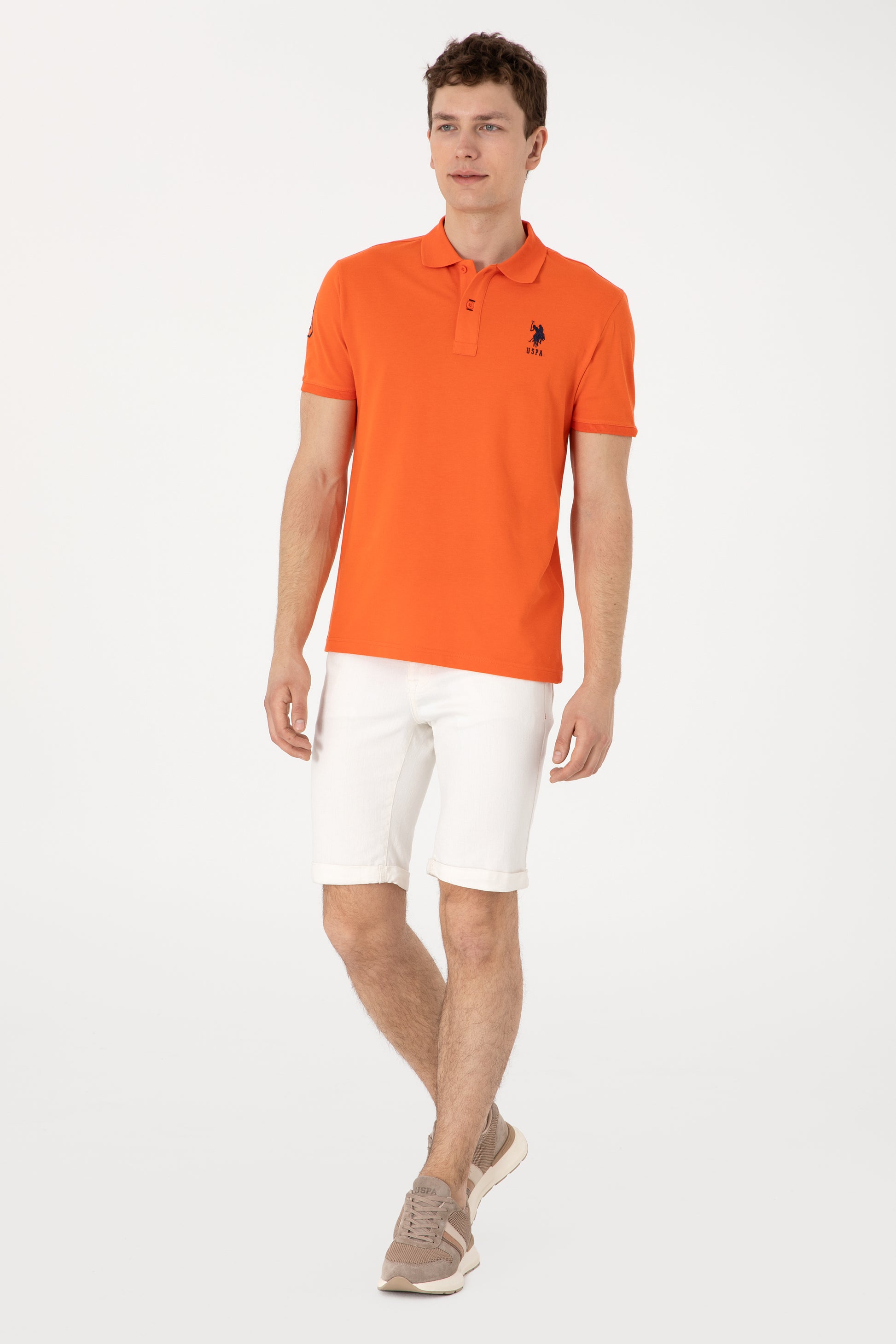 Men's Slim Fit Polo Neck Pomegranate Flower Basic T-Shirt