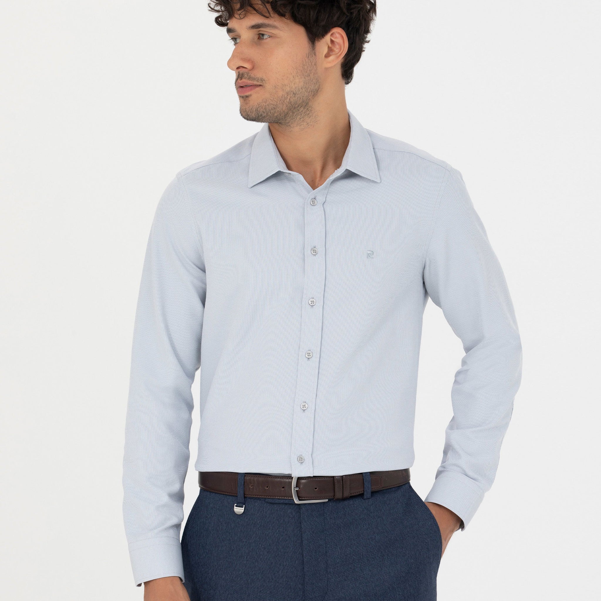 Grey Slim Fit Long Sleeve Shirt