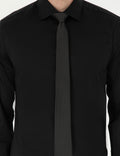 Black Ex. Slim Fit Long Sleeve Basic Shirt
