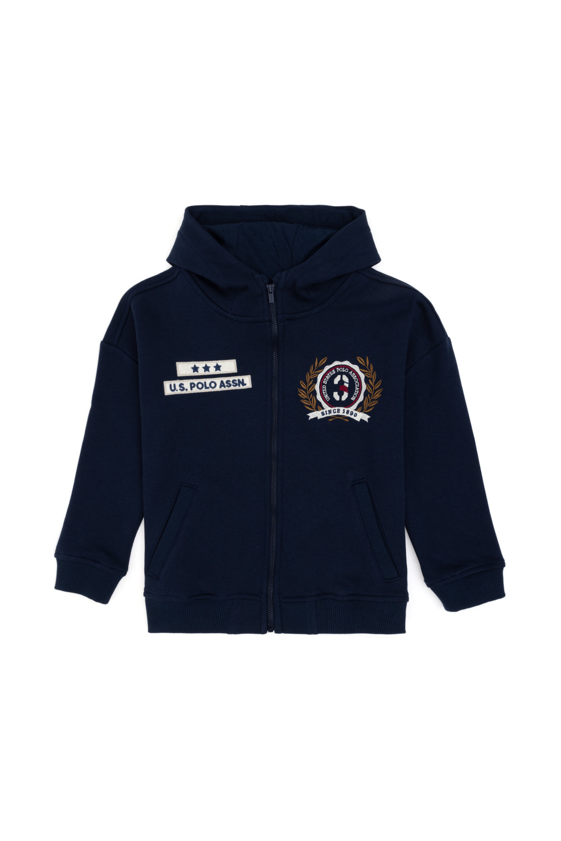 Boy's Navy Blue Hooded Sweatshirt with Zipper