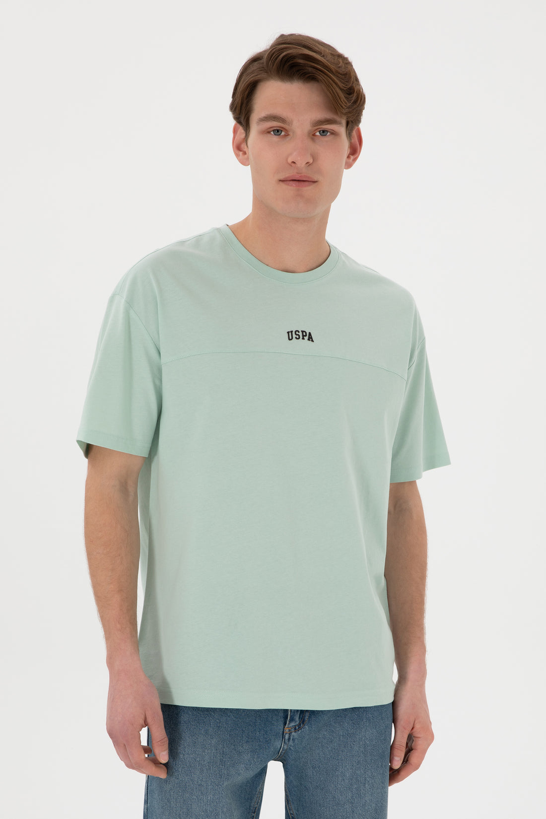 Men's Comfort Fit Crew Neck Water Green T-Shirt