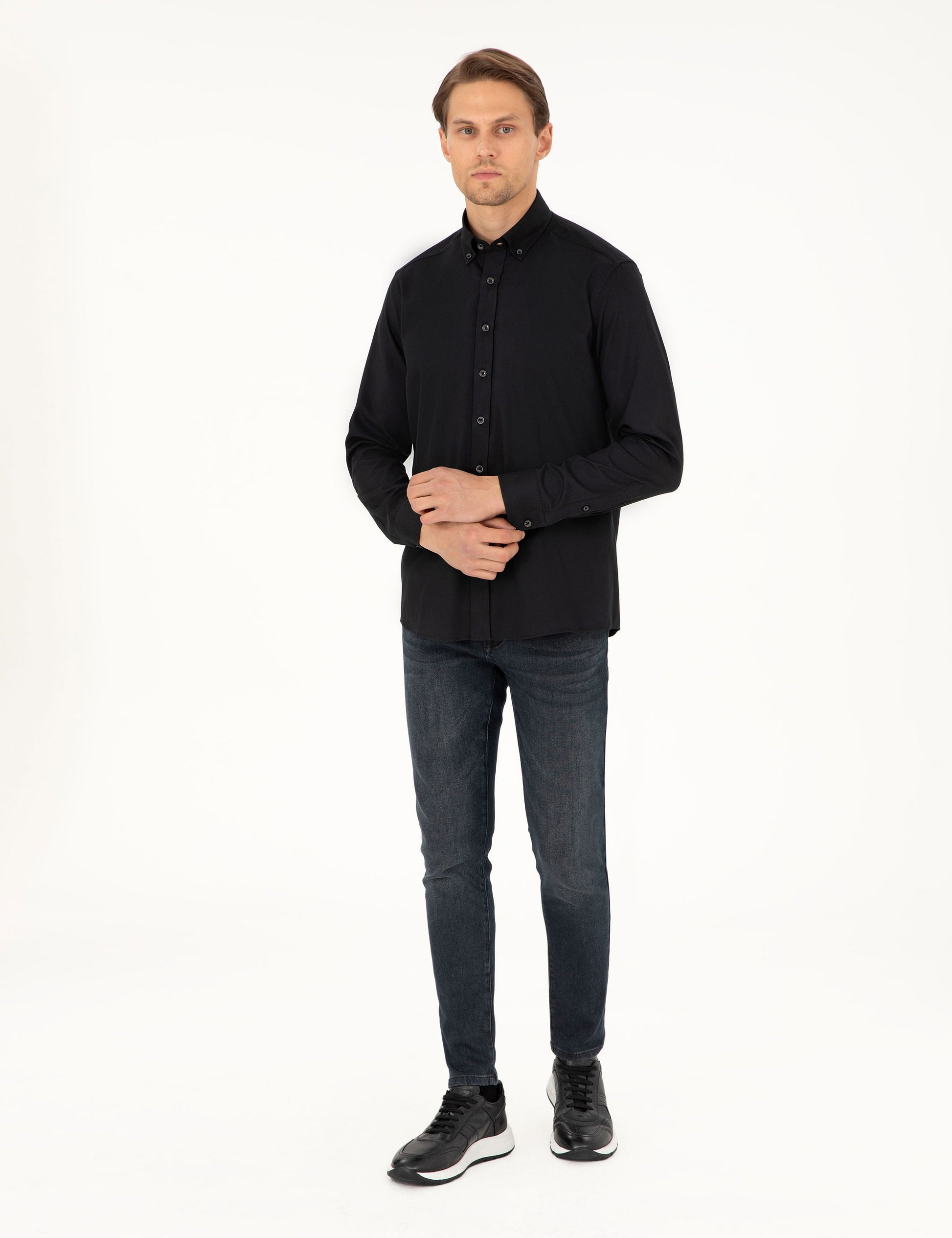Black Regular Fit Long Sleeve Shirt