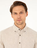 Beige Regular Fit Long Sleeve Shirt