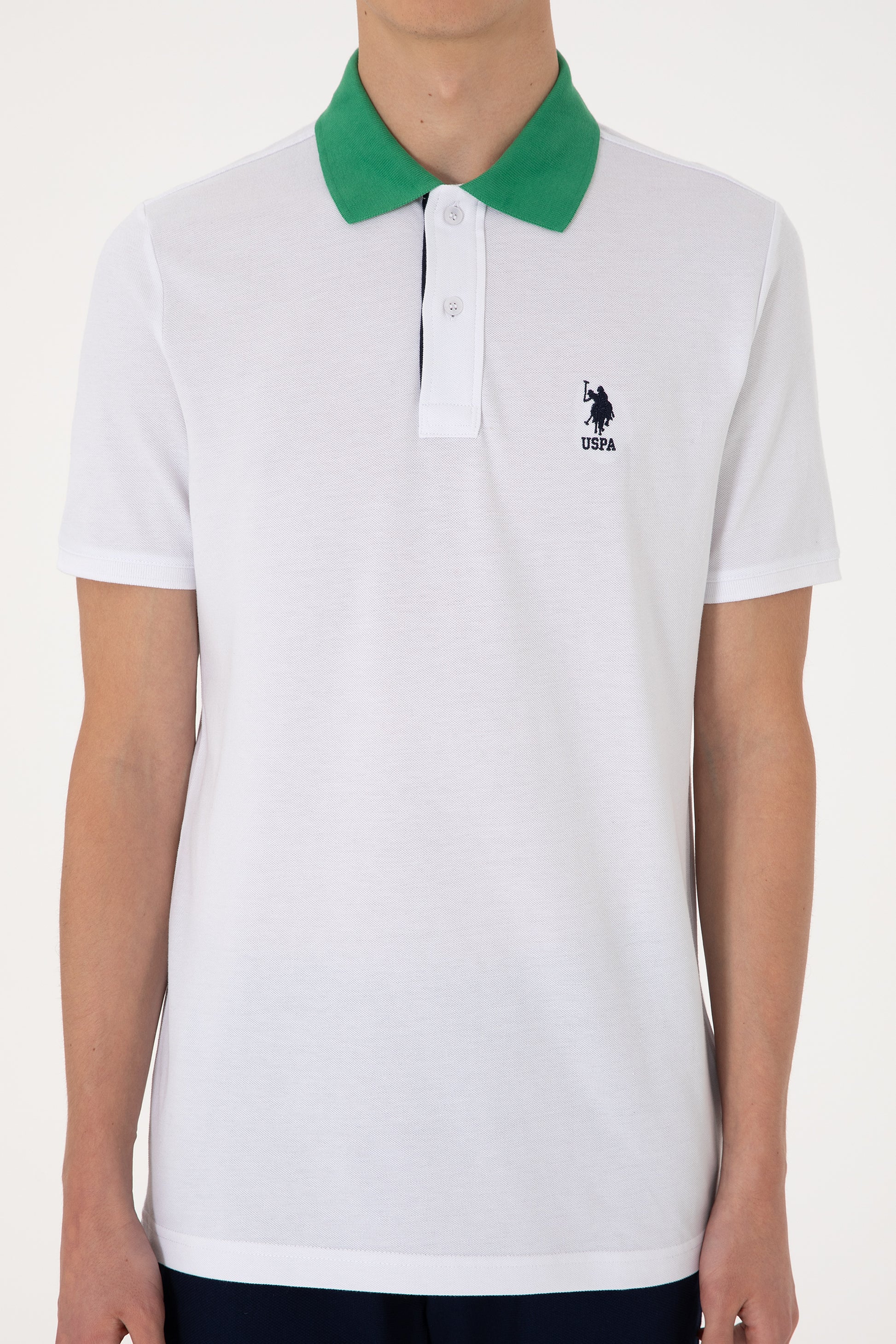 Men's Regular Fit Polo Neck White T-Shirt