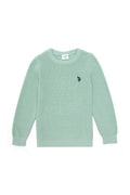 Girls' Water Green Crew Neck Basic Sweater