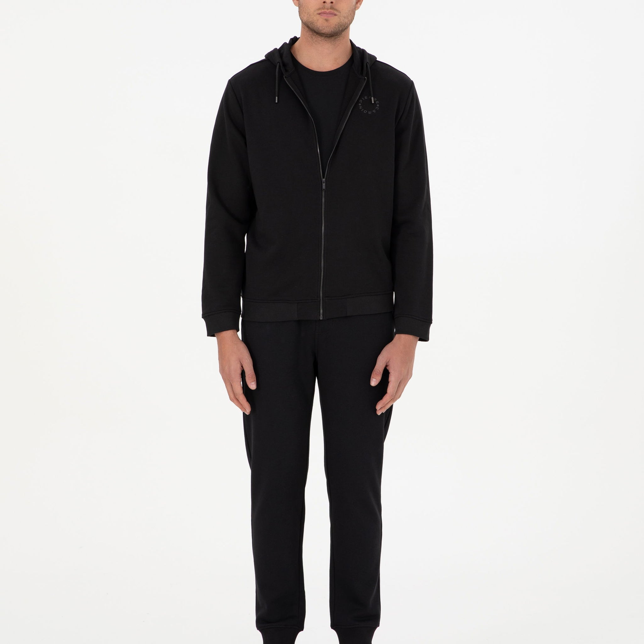 Black Slim Fit Leg Elastic Tracksuit