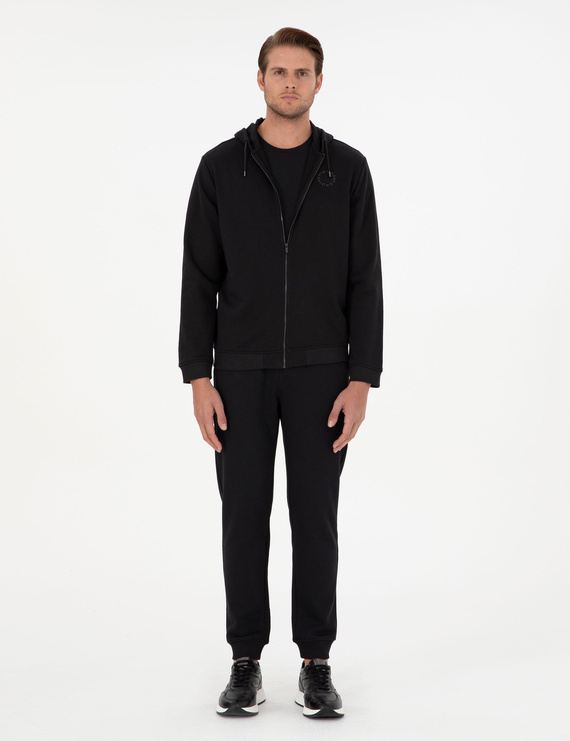 Black Slim Fit Leg Elastic Tracksuit