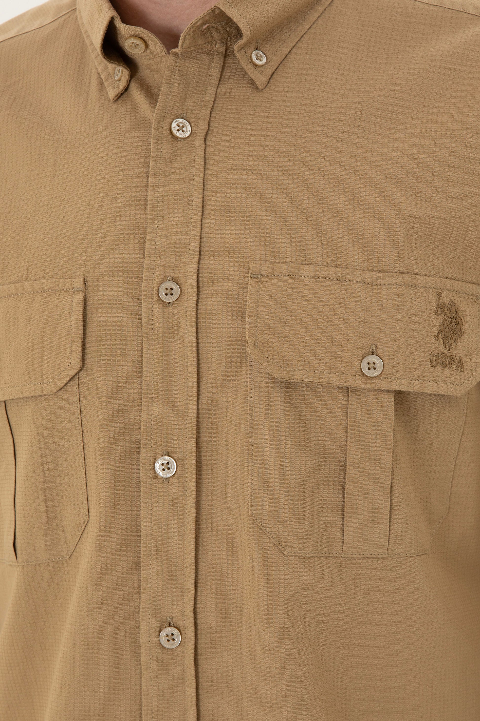 Men's Khaki Long Sleeve Shirt