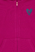 Girls' Fuchsia Zipper Basic Sweatshirt