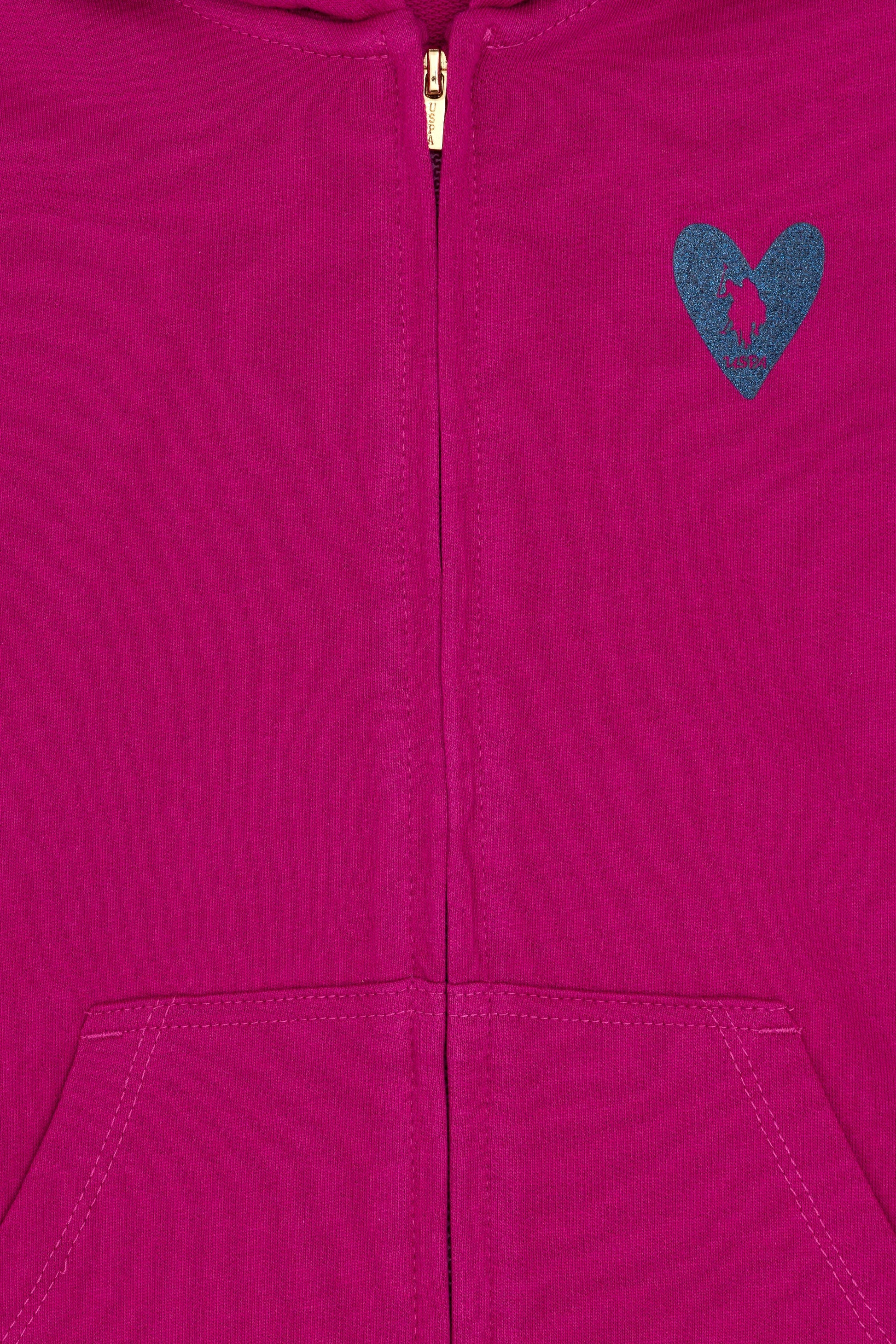 Girls' Fuchsia Zipper Basic Sweatshirt