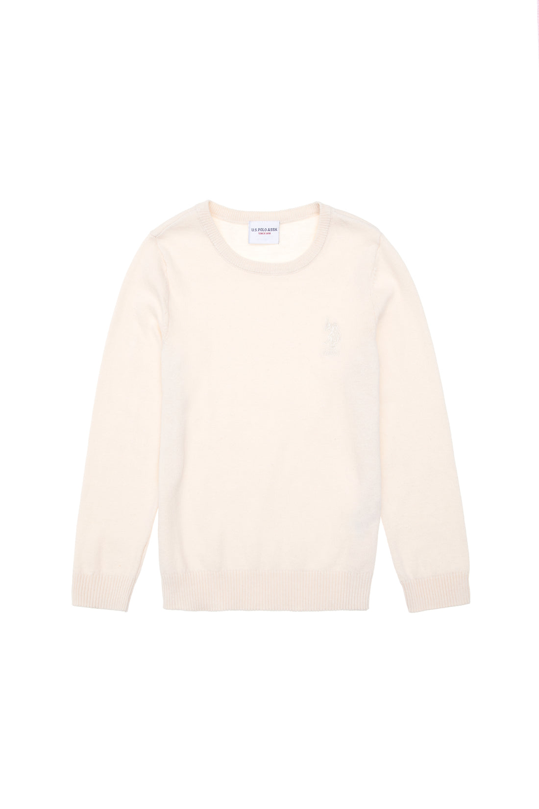 Girls' Cream Basic Sweater