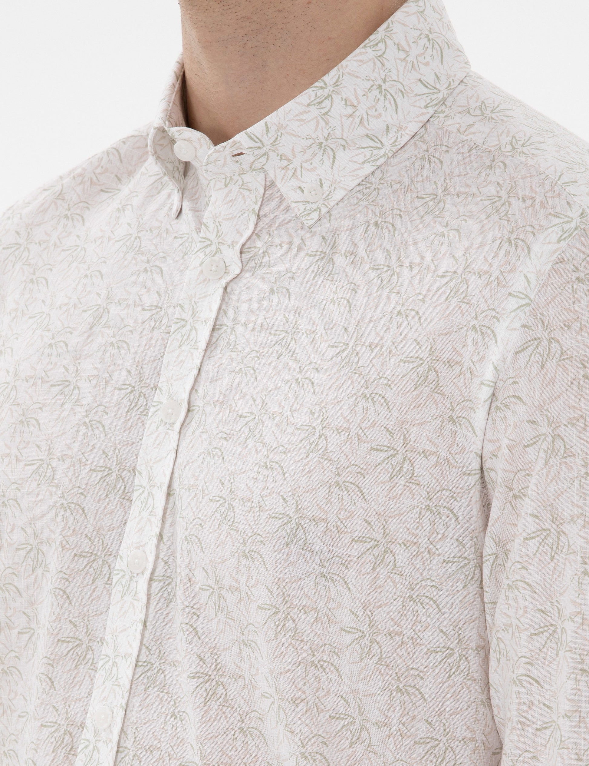 Khaki Slim Fit Long Sleeve Shirt