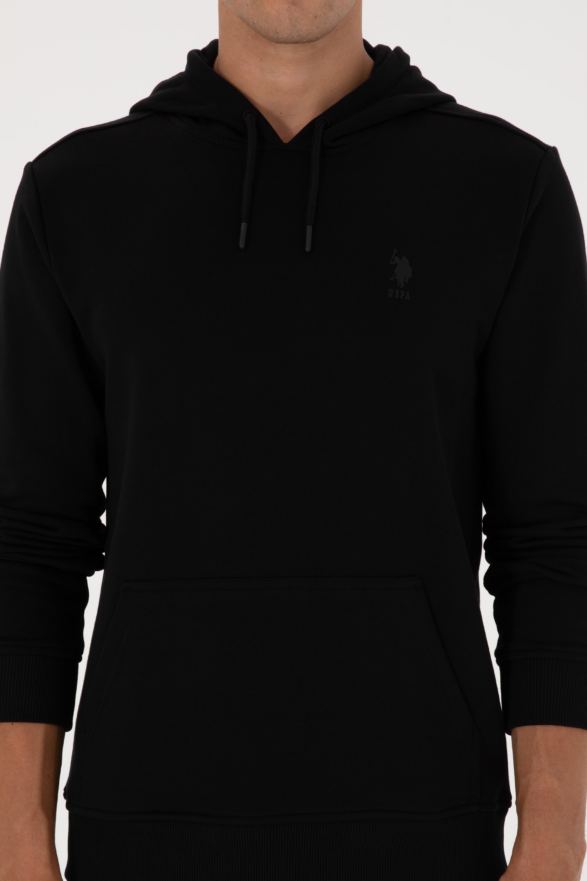 Erkek Regular Fit Kapişonlu Siyah Basic Sweatshirt