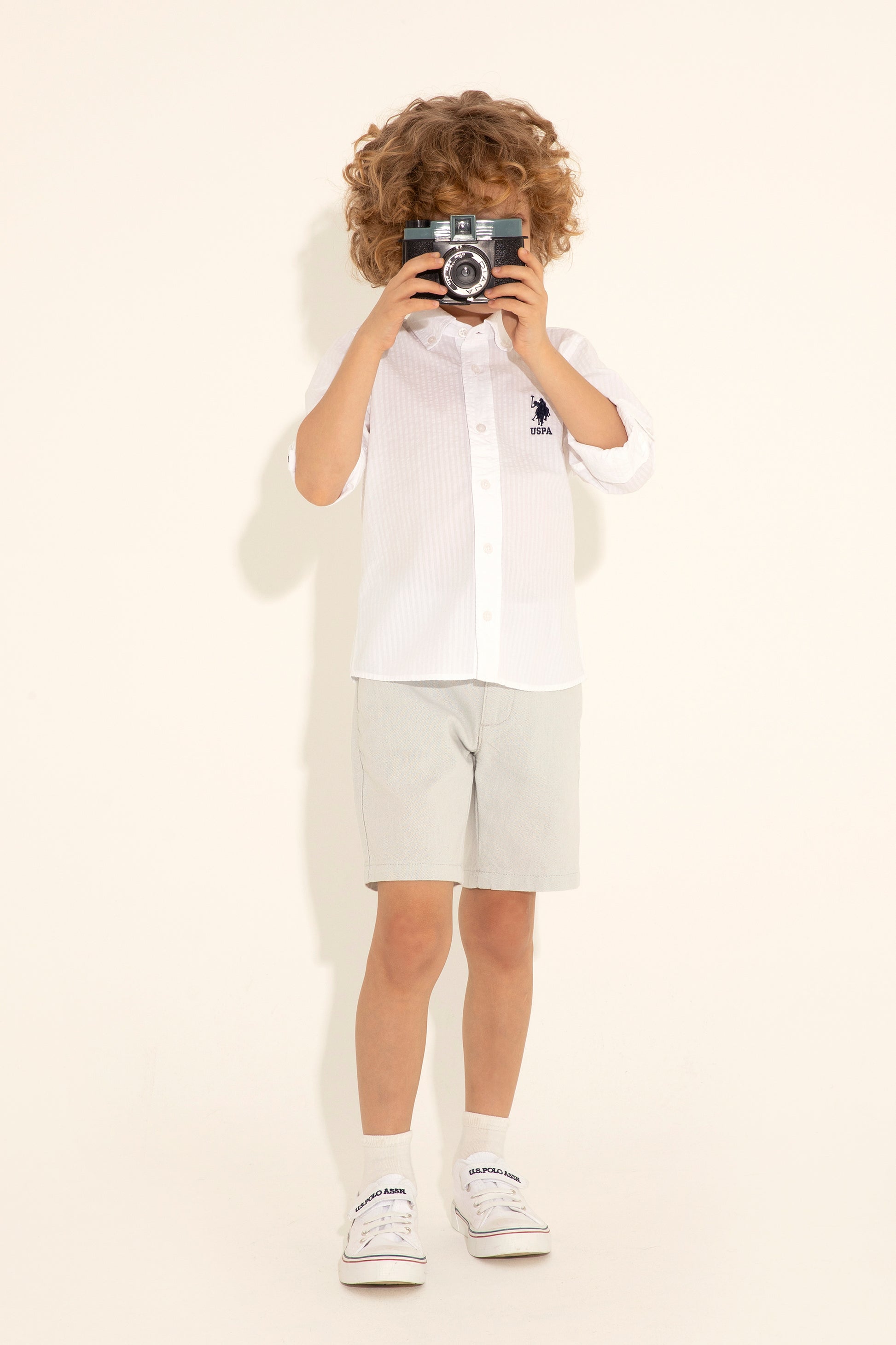 Boy's White Long Sleeve Shirt