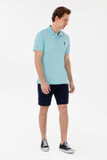 Men's Slim Fit Polo Neck Aqua Basic T-Shirt