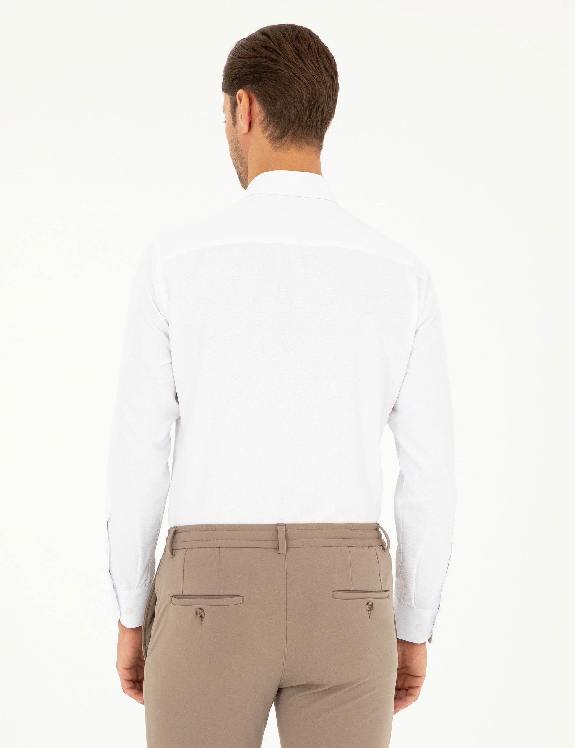 White Slim Fit Chunky Long Sleeve Shirt