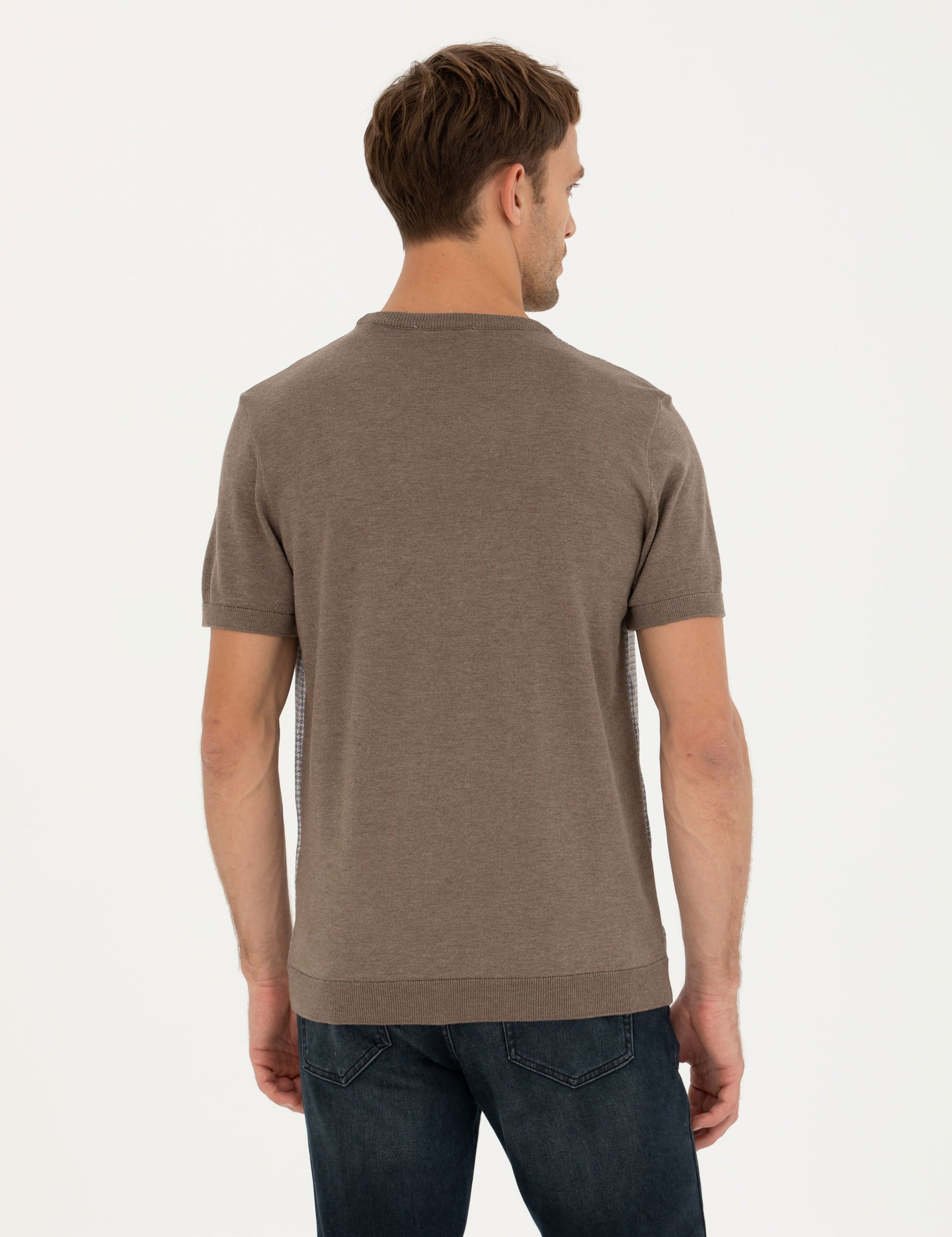 Mink Melange Slim Fit Crew Neck Sweater T-Shirt