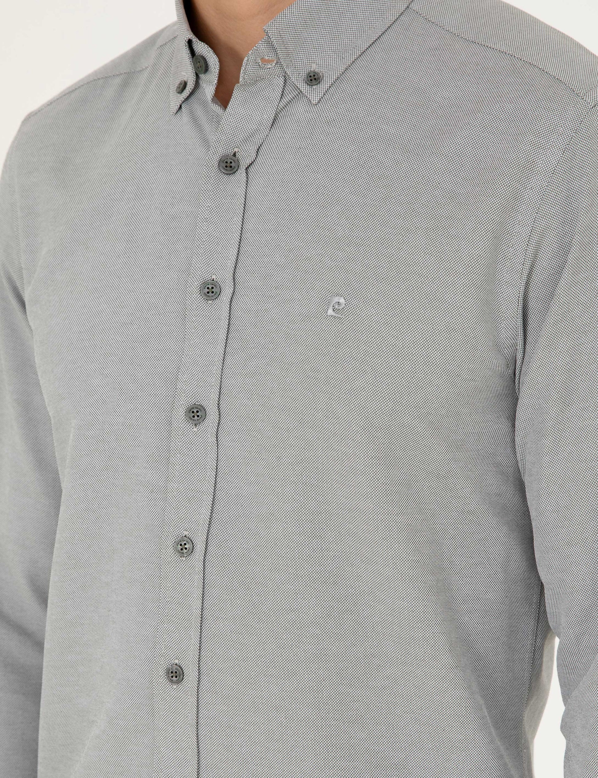 Khaki Oxford Slim Fit Long Sleeve Shirt