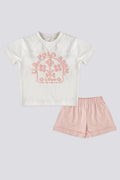 Baby Girl Light Pink Printed 2 Piece Short Sleeve T-Shirt Set