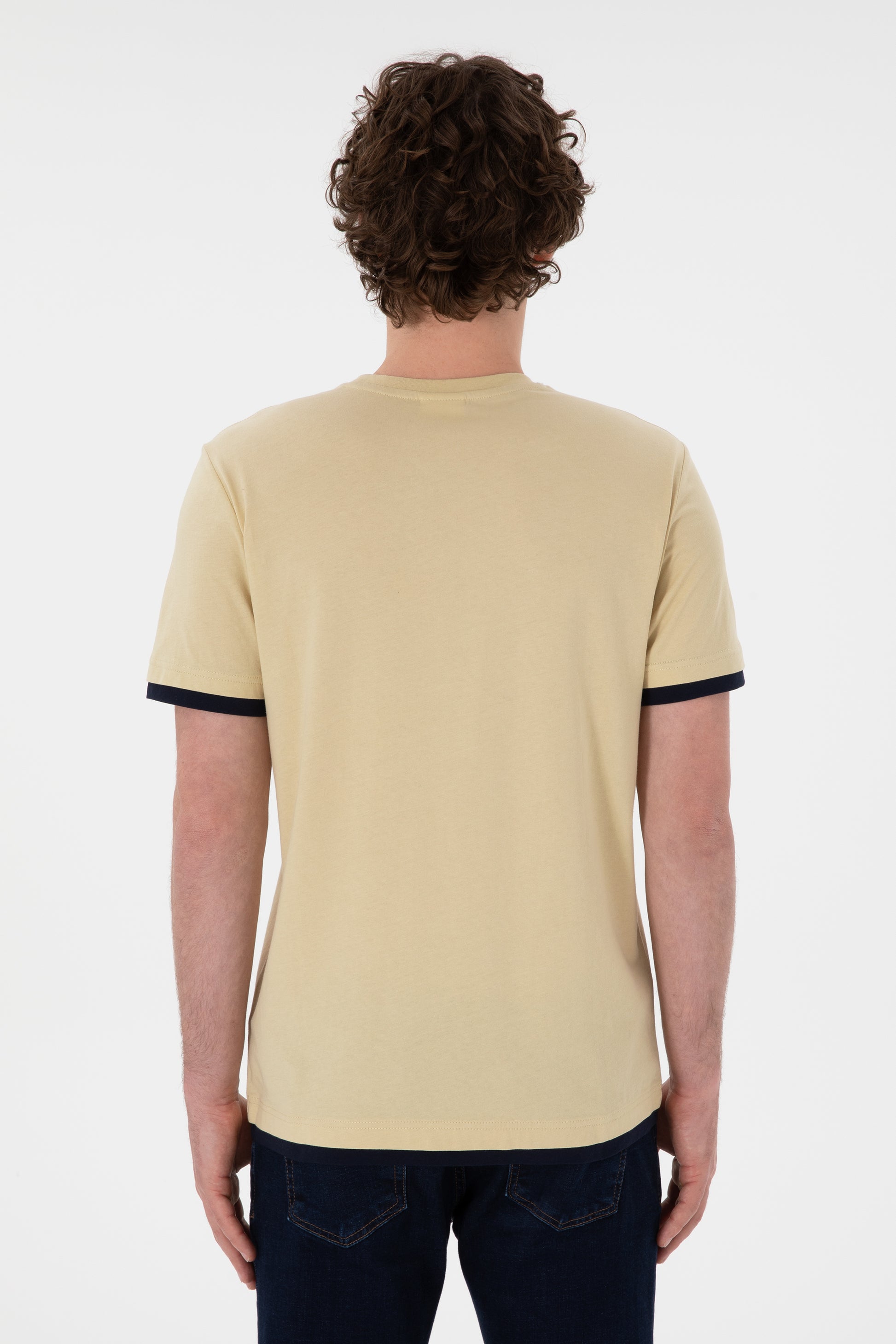 Men's Regular Fit Crew Neck Light Khaki T-Shirt