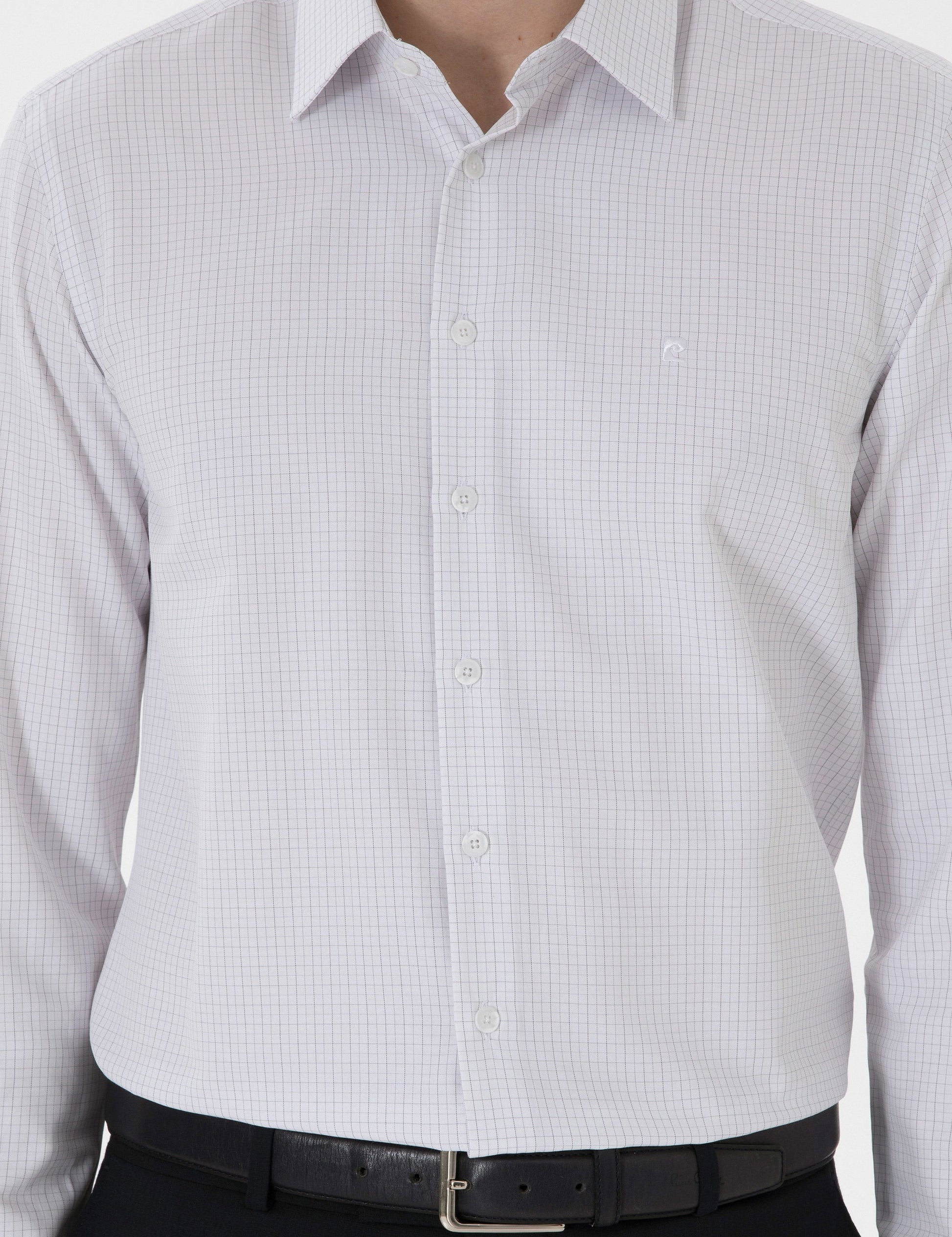 Grey Slim Fit Checkered Long Sleeve Shirt
