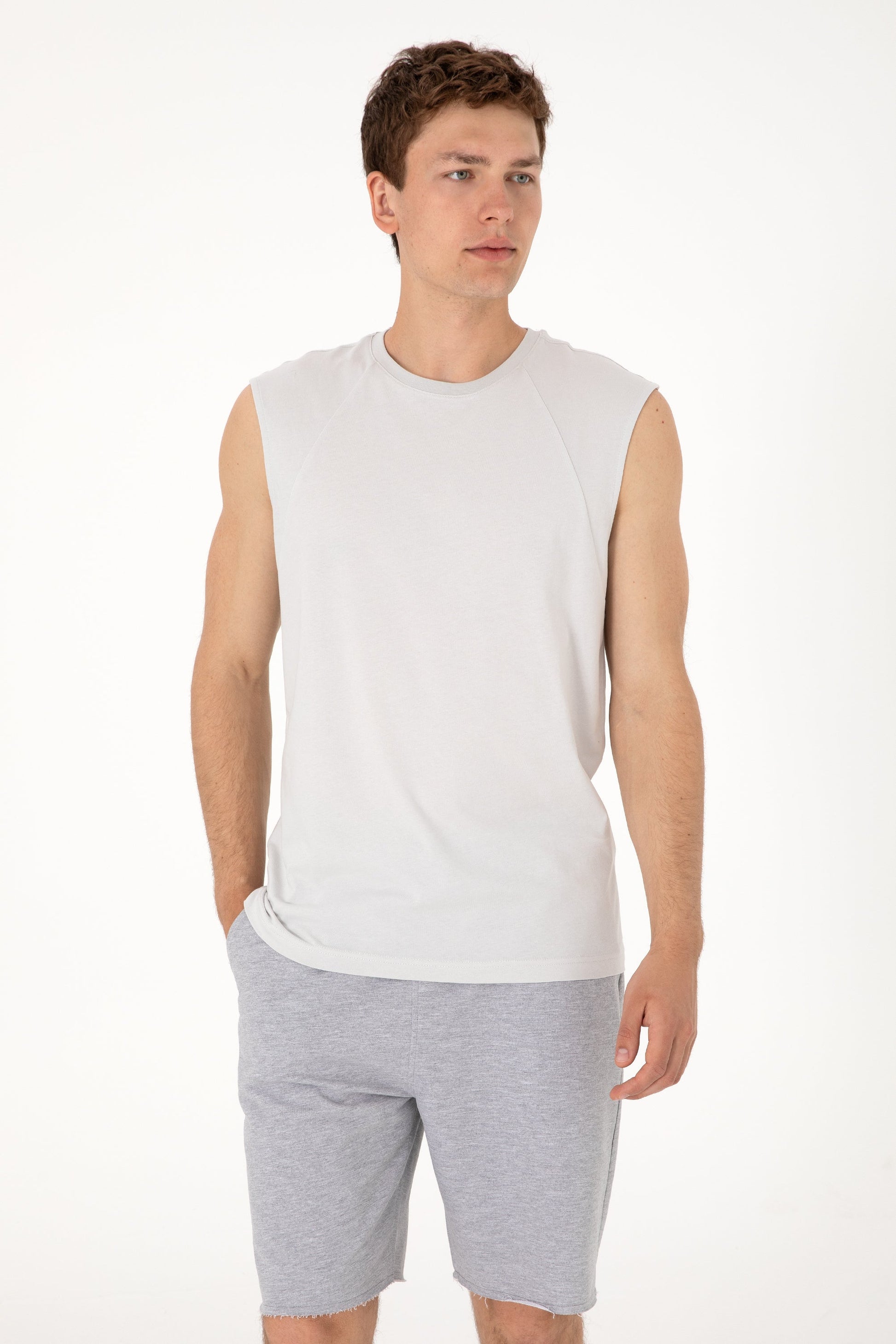 U.S. Polo Assn. - Men's Regular Fit Crew Neck Light Gray Sleeveless T-shirt