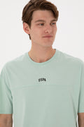 Men's Comfort Fit Crew Neck Water Green T-Shirt