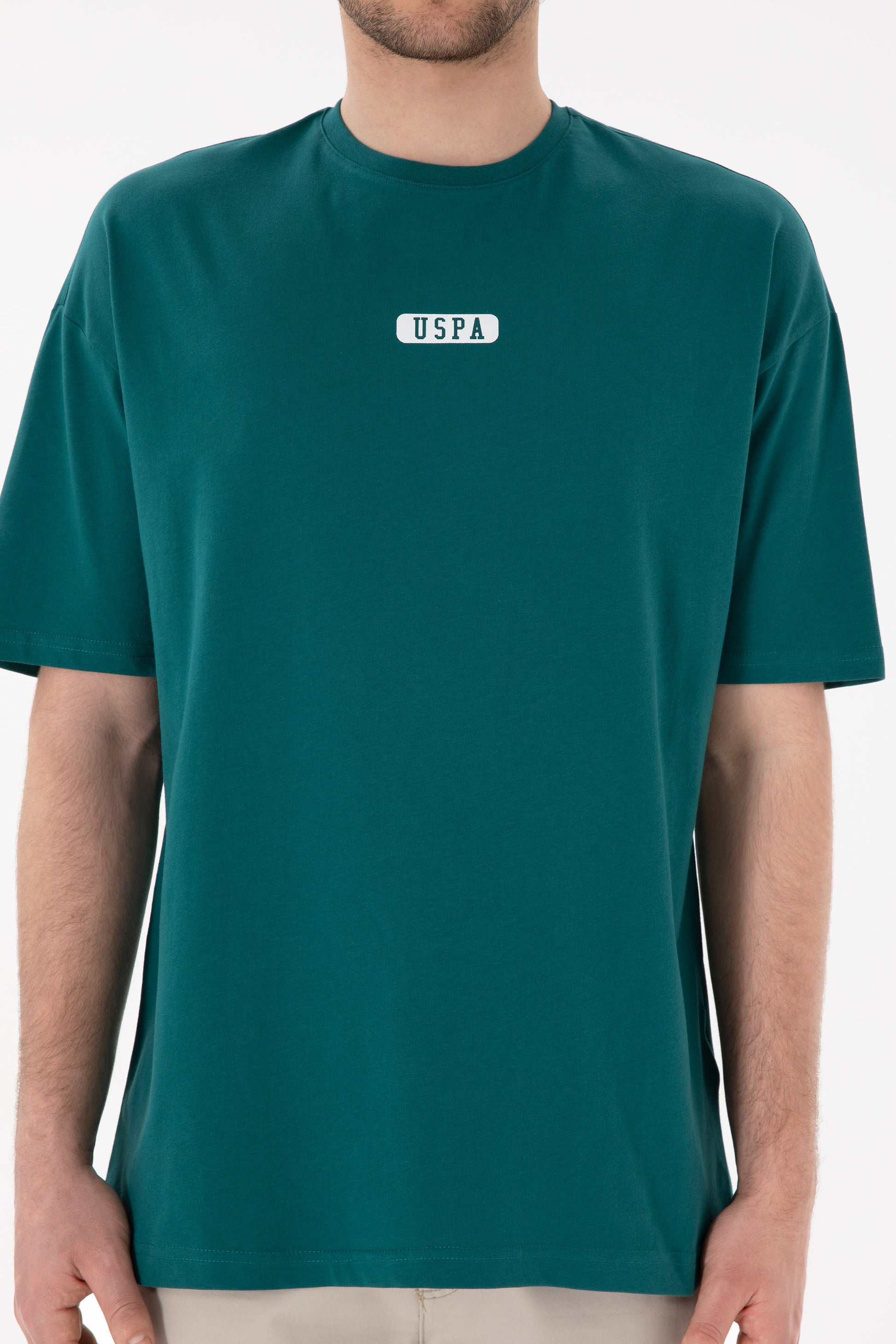 Men's Oversize Fit Crew Neck Dark Green T-shirt