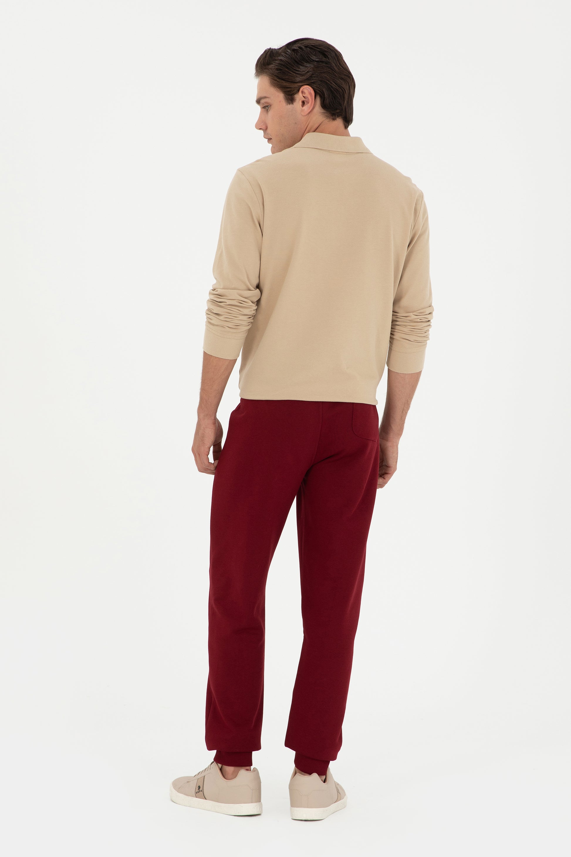 Men's Slim Fit Elastic Leg Burgundy Sweatpants