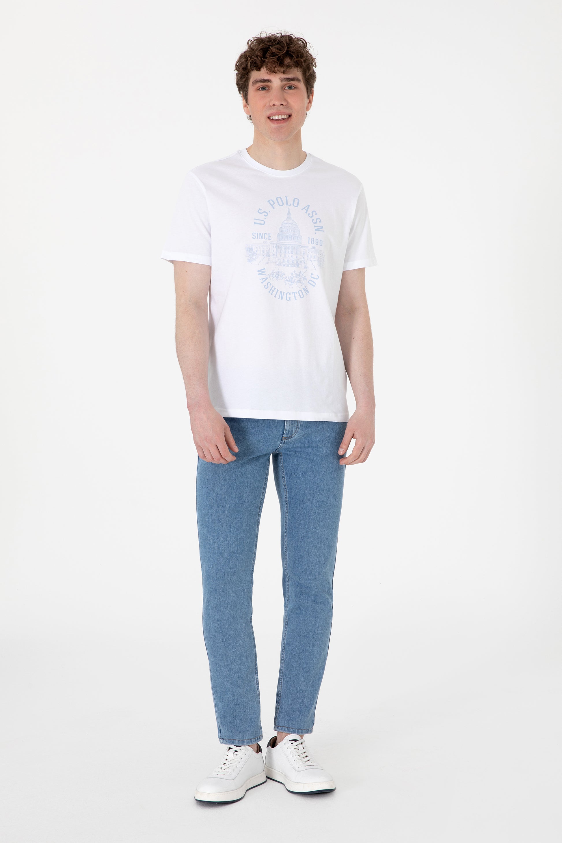 Men's Regular Fit Crew Neck White T-Shirt