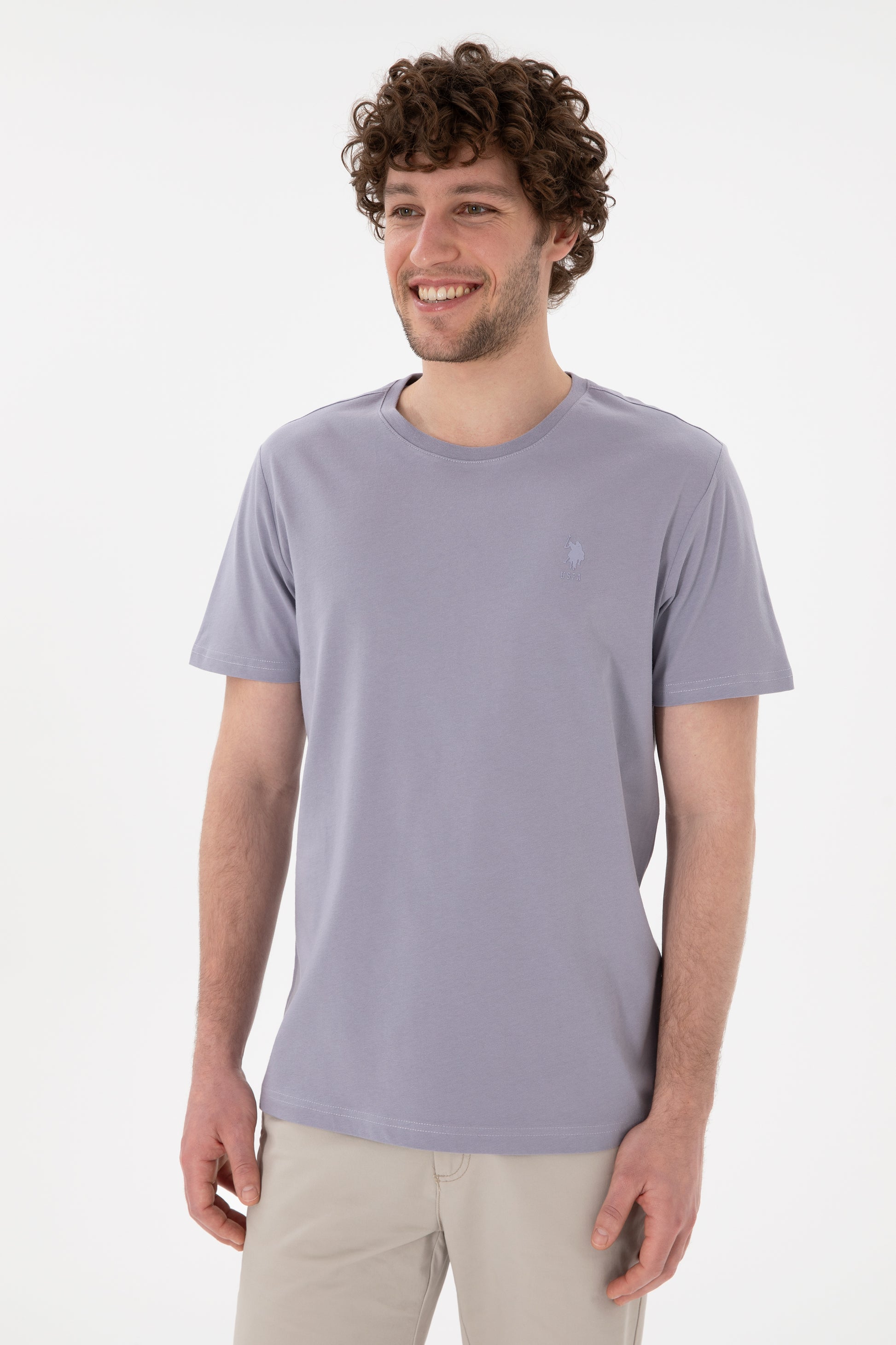 Men's Regular Fit Crew Neck Grey Basic T-Shirt