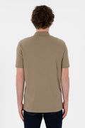 Men's Regular Fit Polo Neck Khaki Basic T-Shirt