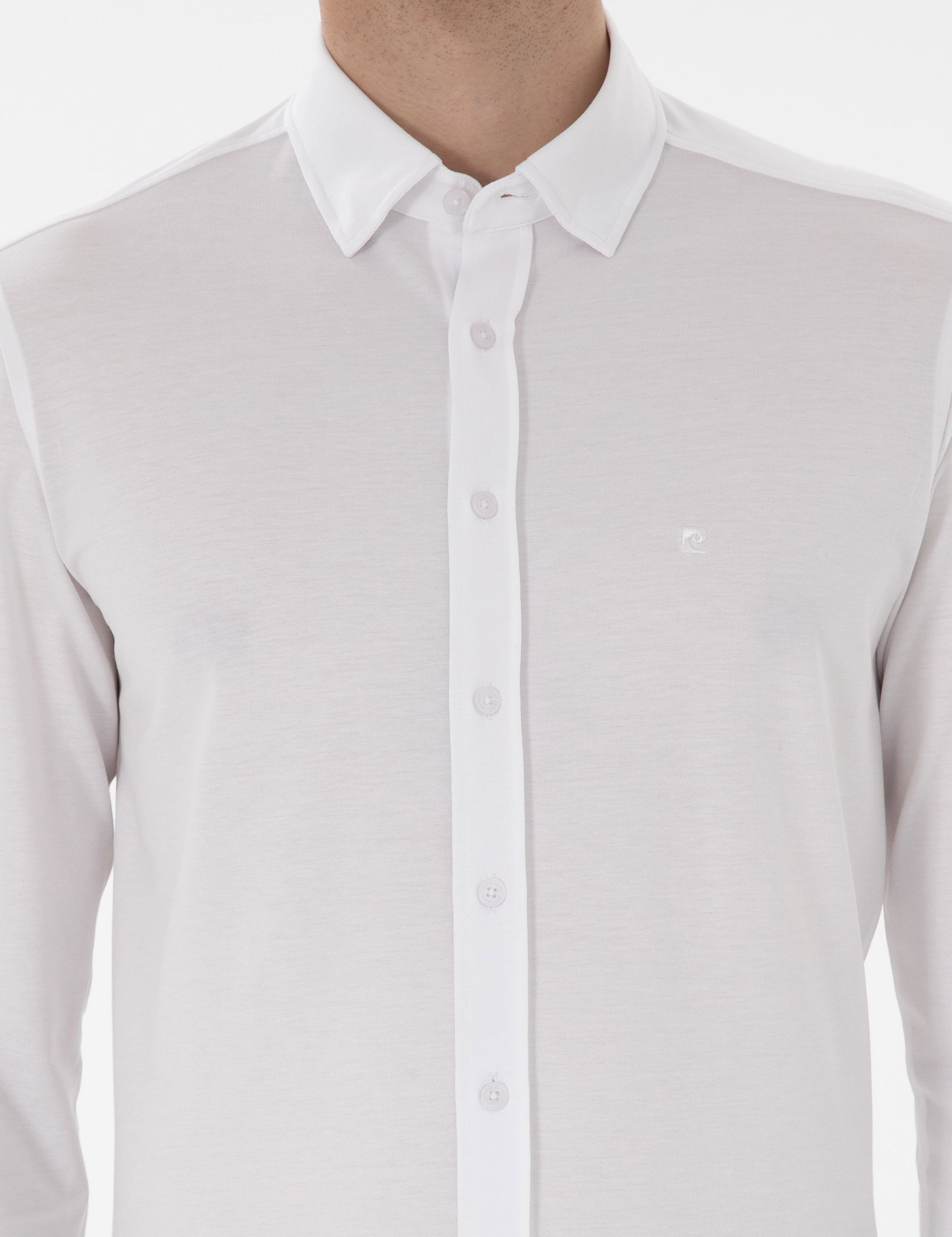 White Slim Fit Long Sleeve Shirt
