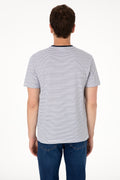 Men's Regular Fit Crew Neck Navy Striped T-Shirt