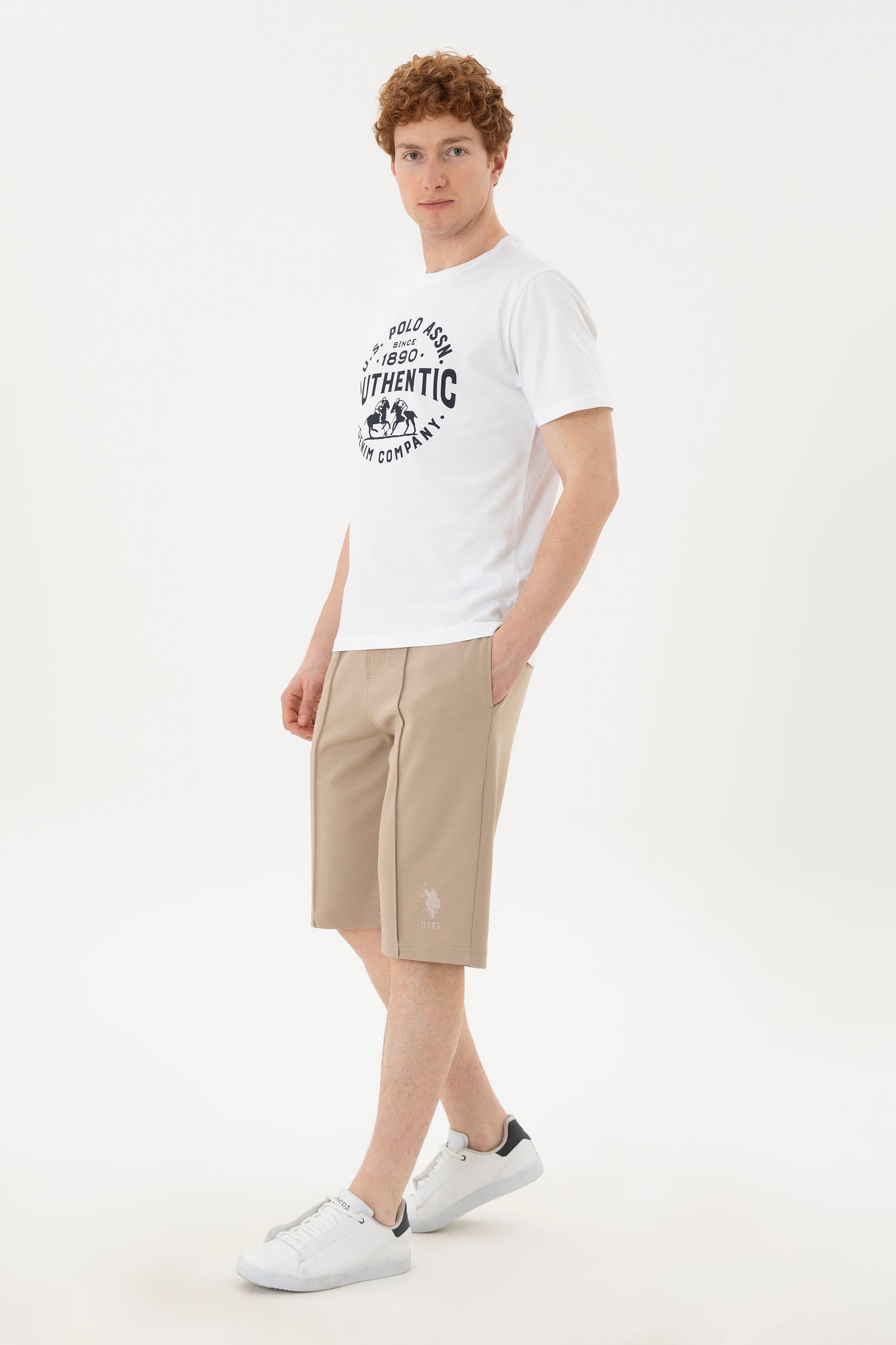 Men's Light Khaki Knitted Shorts