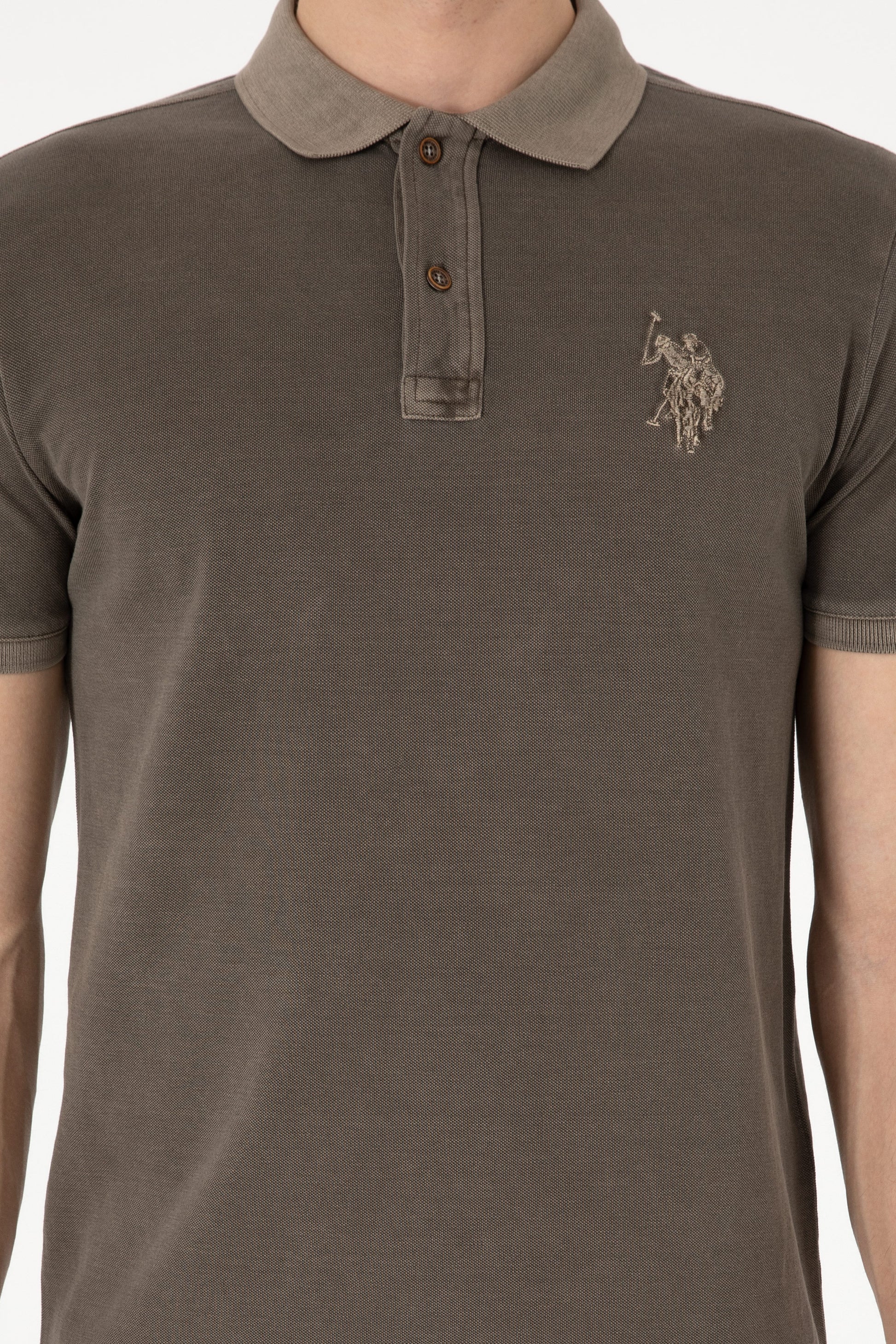 Men's Slim Fit Polo Neck Mink Wash Basic T-Shirt
