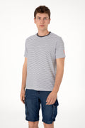 Men's Regular Fit Crew Neck Black Striped T-Shirt