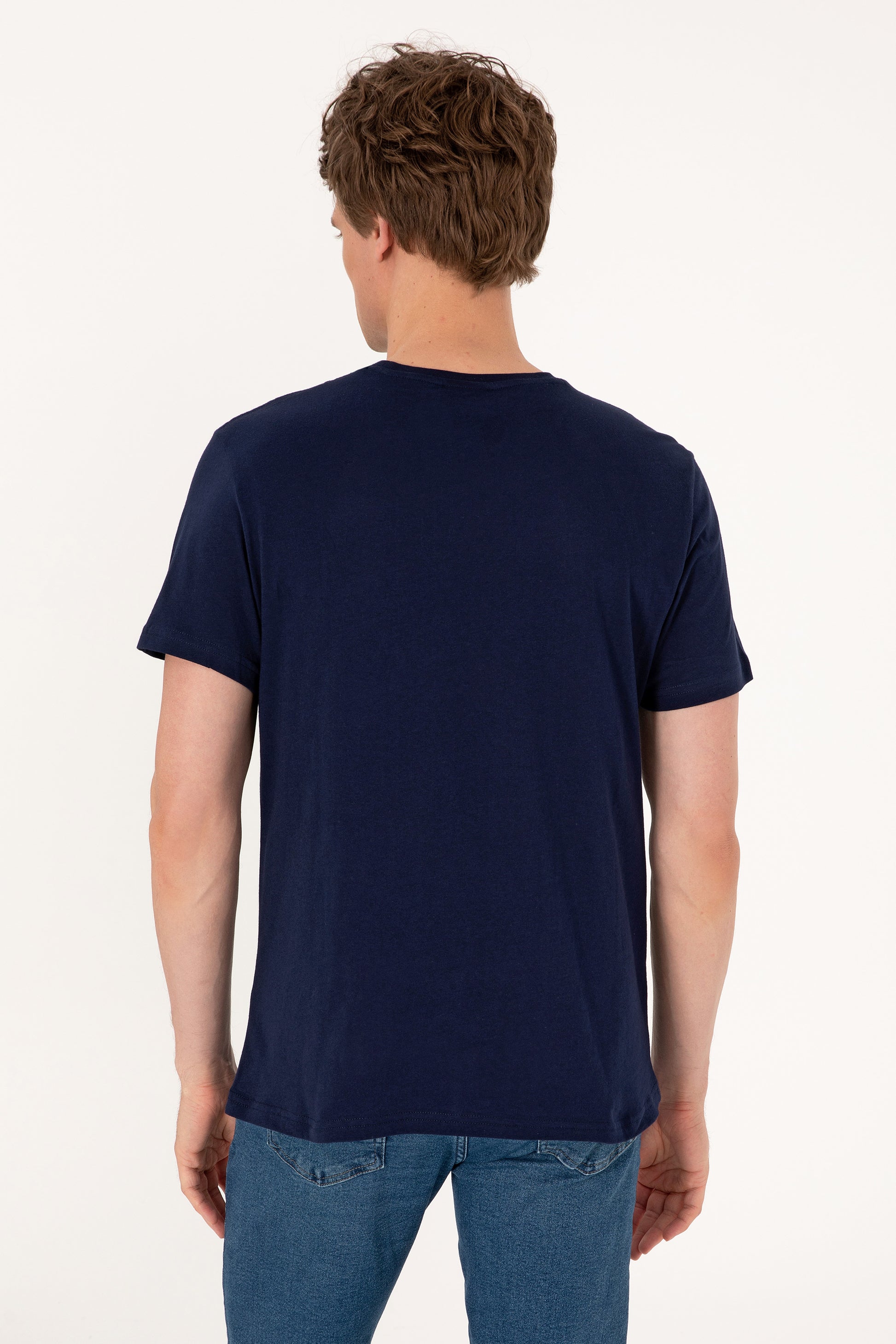 Men's Regular Fit Crew Neck Navy T-Shirt