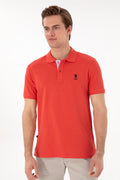 Men's Regular Fit Polo Neck Red Basic T-Shirt