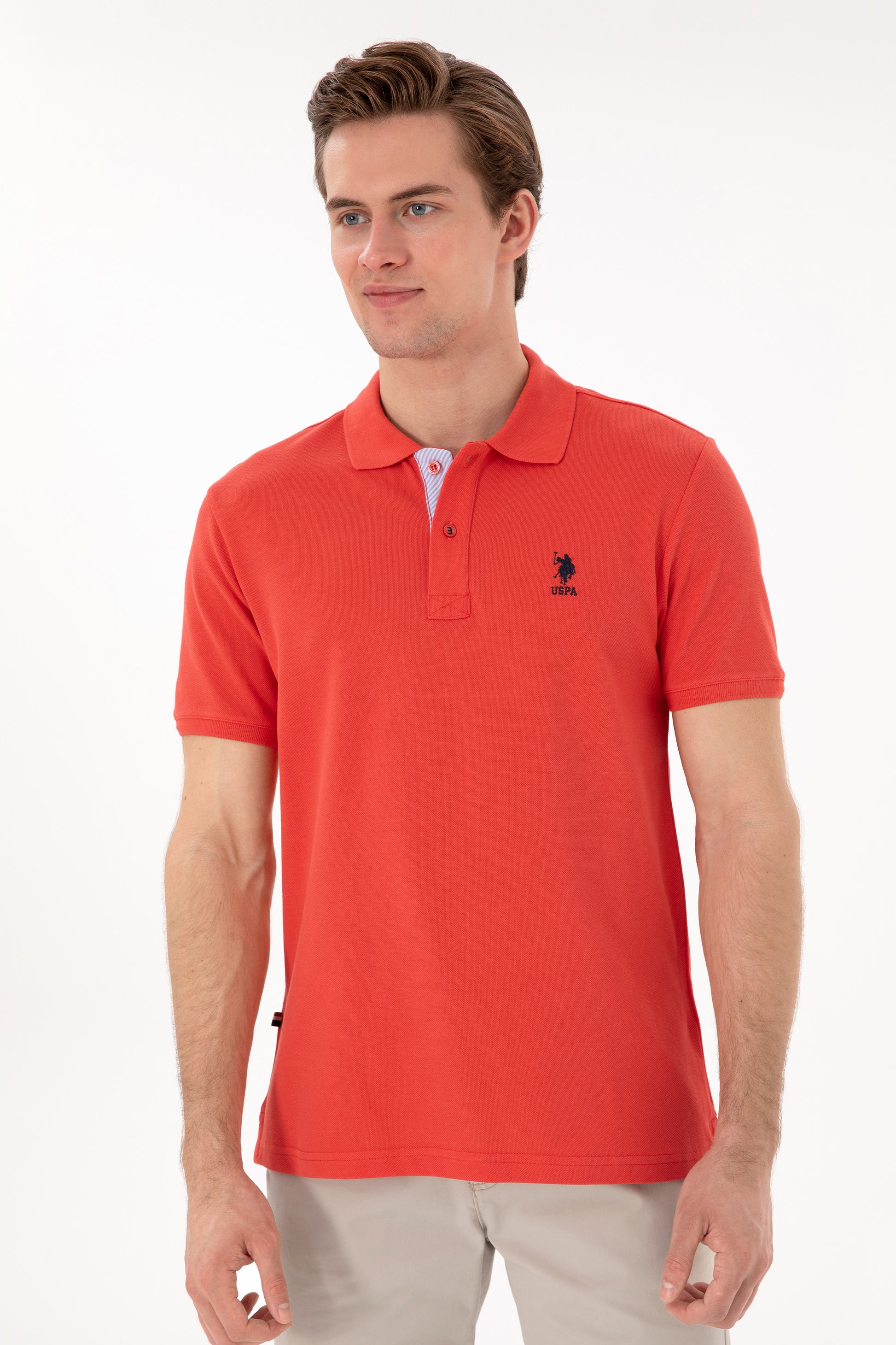 Men's Regular Fit Polo Neck Red Basic T-Shirt